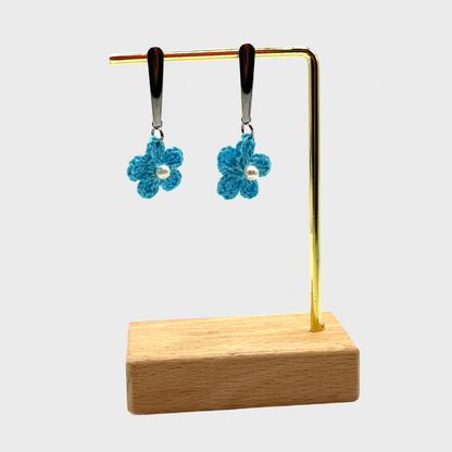 Brincos MARTA de Microcroché Azul Turquesa