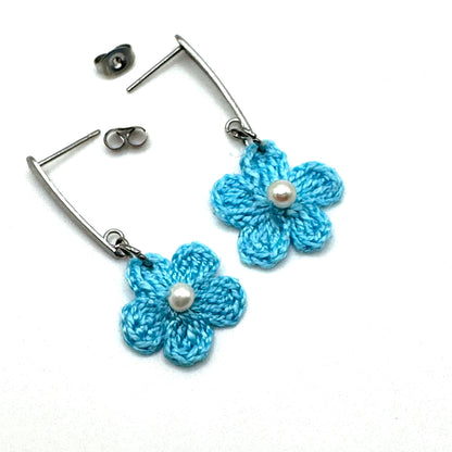 Brincos MARTA de Microcroché Azul Turquesa